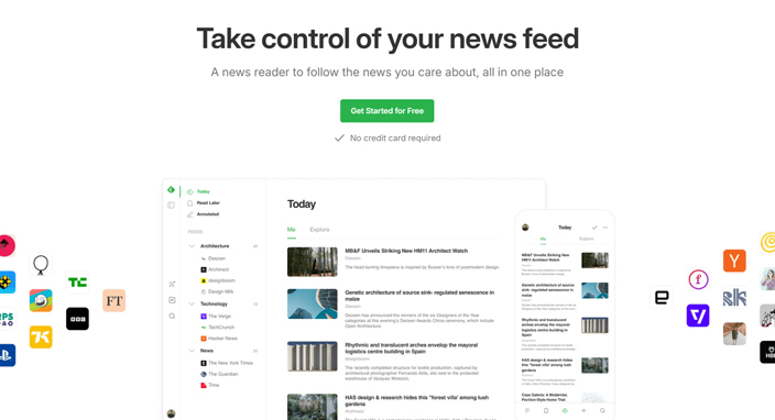 Feedly公式サイト・トップページ