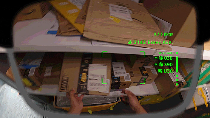 AmazonのAIスマートグラス:荷物スキャン