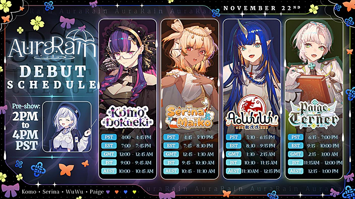 V4Mirai第5期生「AuraRain」デビュースケジュール