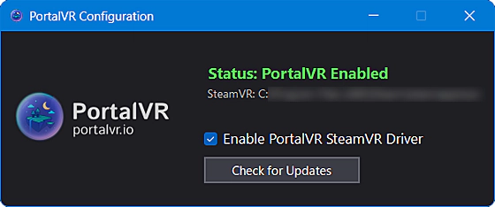PortalVRの設定ダイアログ