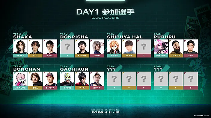 『獅白杯 – オフライン -』 Day 1参加選手(2026年2月23日発表時点)