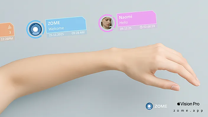 Apple Vision Pro版ZOMEの新しいユーザーインターフェイス(UI)